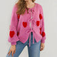 Front tie heart cardigan - Texas Front Porch