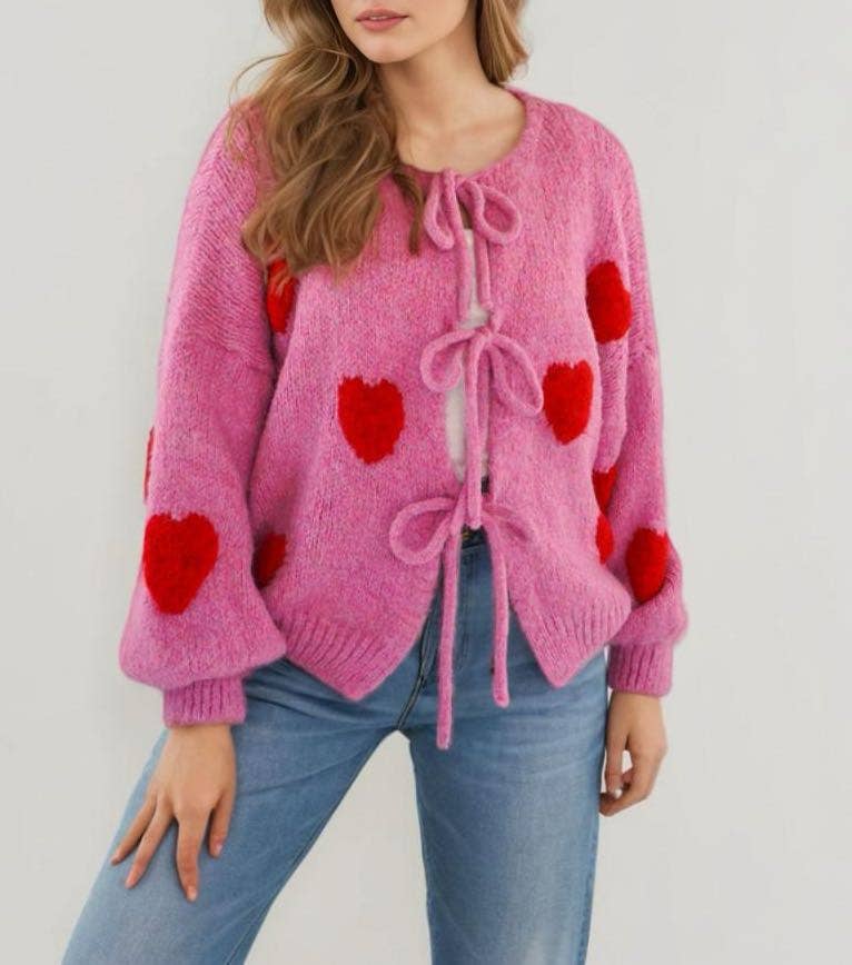 Front tie heart cardigan - Texas Front Porch