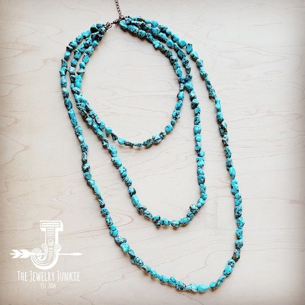 Genuine Blue Turq Triple Strand Necklace - Texas Front Porch