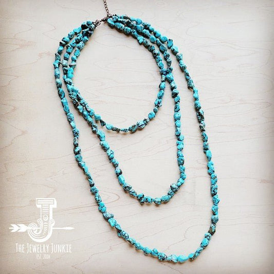 Genuine Blue Turq Triple Strand Necklace - Texas Front Porch