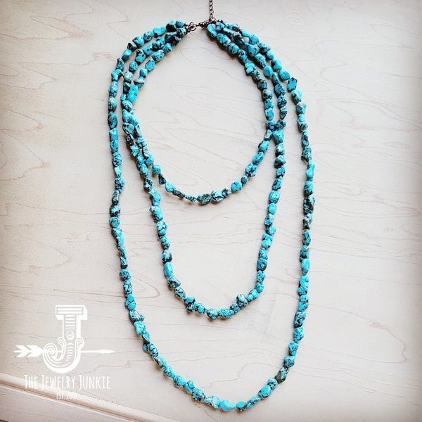 Genuine Blue Turq Triple Strand Necklace - Texas Front Porch