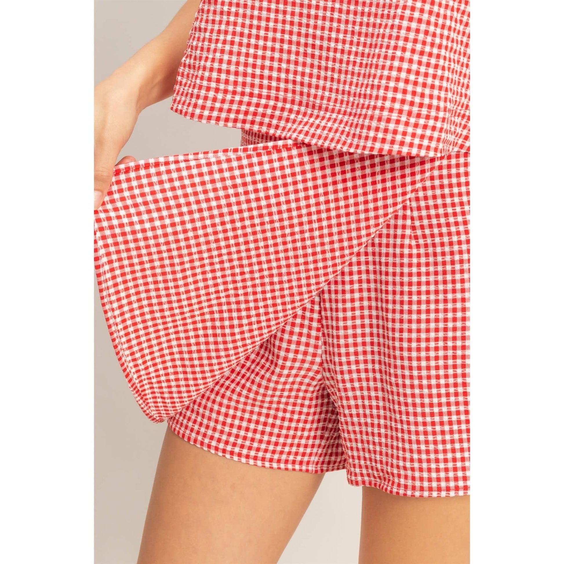 Gingham Checkered Sleeveless Top And Skort Set - Texas Front Porch