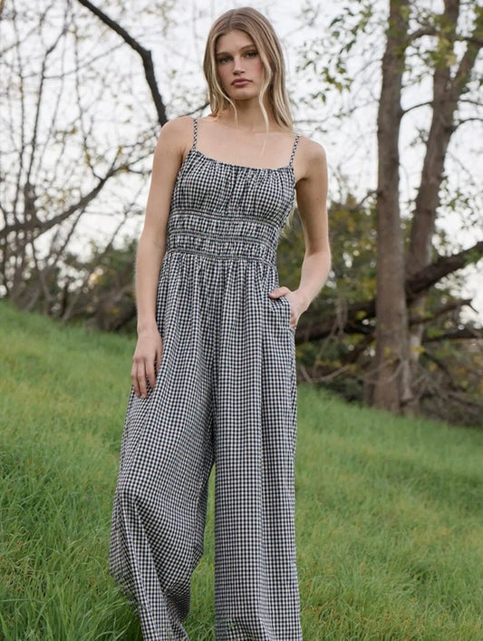 Gingham Wide Fit Jumpsuit - Texas Front Porch