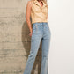 Gold Mid Rise Crop Flare Denim Trouser Jeans - Texas Front Porch