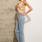 Gold Mid Rise Crop Flare Denim Trouser Jeans - Texas Front Porch