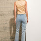 Gold Mid Rise Crop Flare Denim Trouser Jeans - Texas Front Porch
