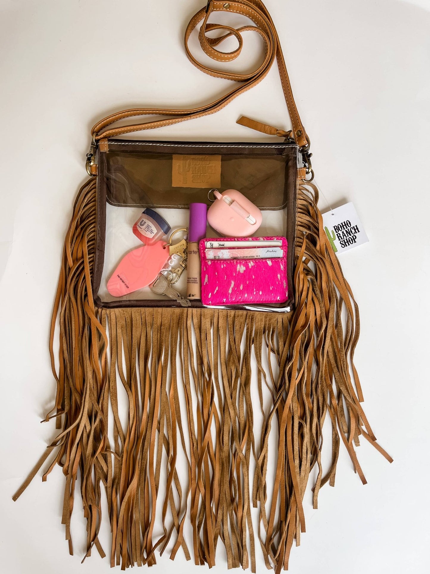 Hand Tooled Clear Purse Crossbody - Concert Game Day Stadium - Texas Front Porch