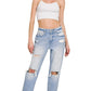 High - Rise Distressed Straight Leg Denim Jeans - Texas Front Porch