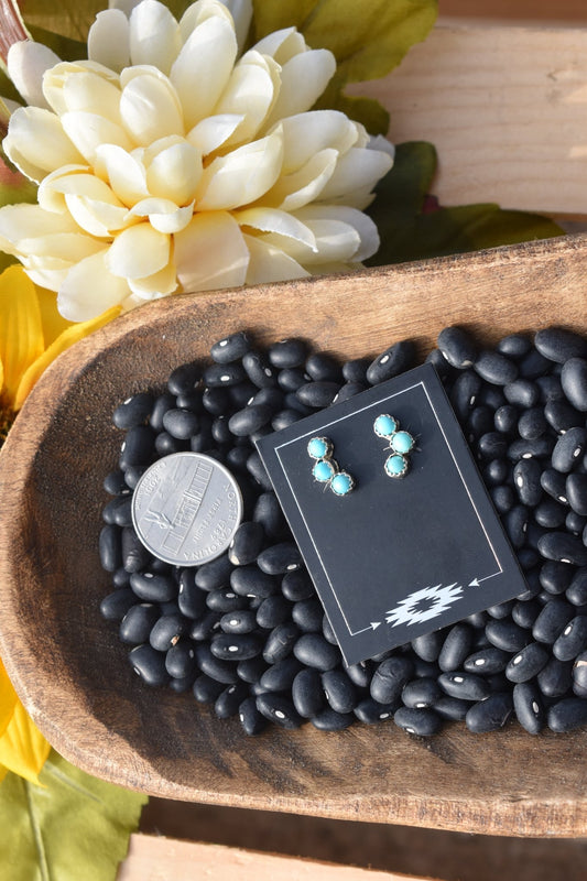 Janice 3 Stone Turquoise Earrings - Texas Front Porch