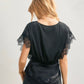 Lace detailed Short Sleeve V Neck Top - Texas Front Porch