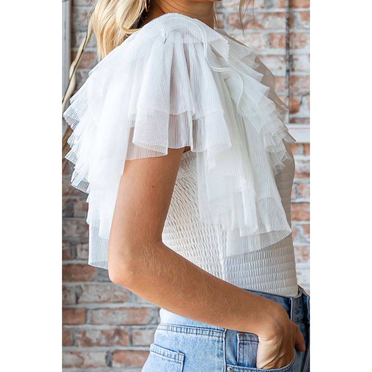 Layered Ruffle Sleeve Smocked Bodysuit - Texas Front Porch