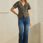 Leopard short sleeve denim top - Texas Front Porch