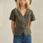 Leopard short sleeve denim top - Texas Front Porch