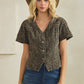 Leopard short sleeve denim top - Texas Front Porch