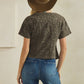 Leopard short sleeve denim top - Texas Front Porch