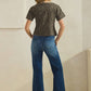 Leopard short sleeve denim top - Texas Front Porch