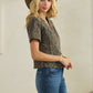 Leopard short sleeve denim top - Texas Front Porch
