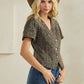 Leopard short sleeve denim top - Texas Front Porch