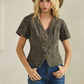 Leopard short sleeve denim top - Texas Front Porch