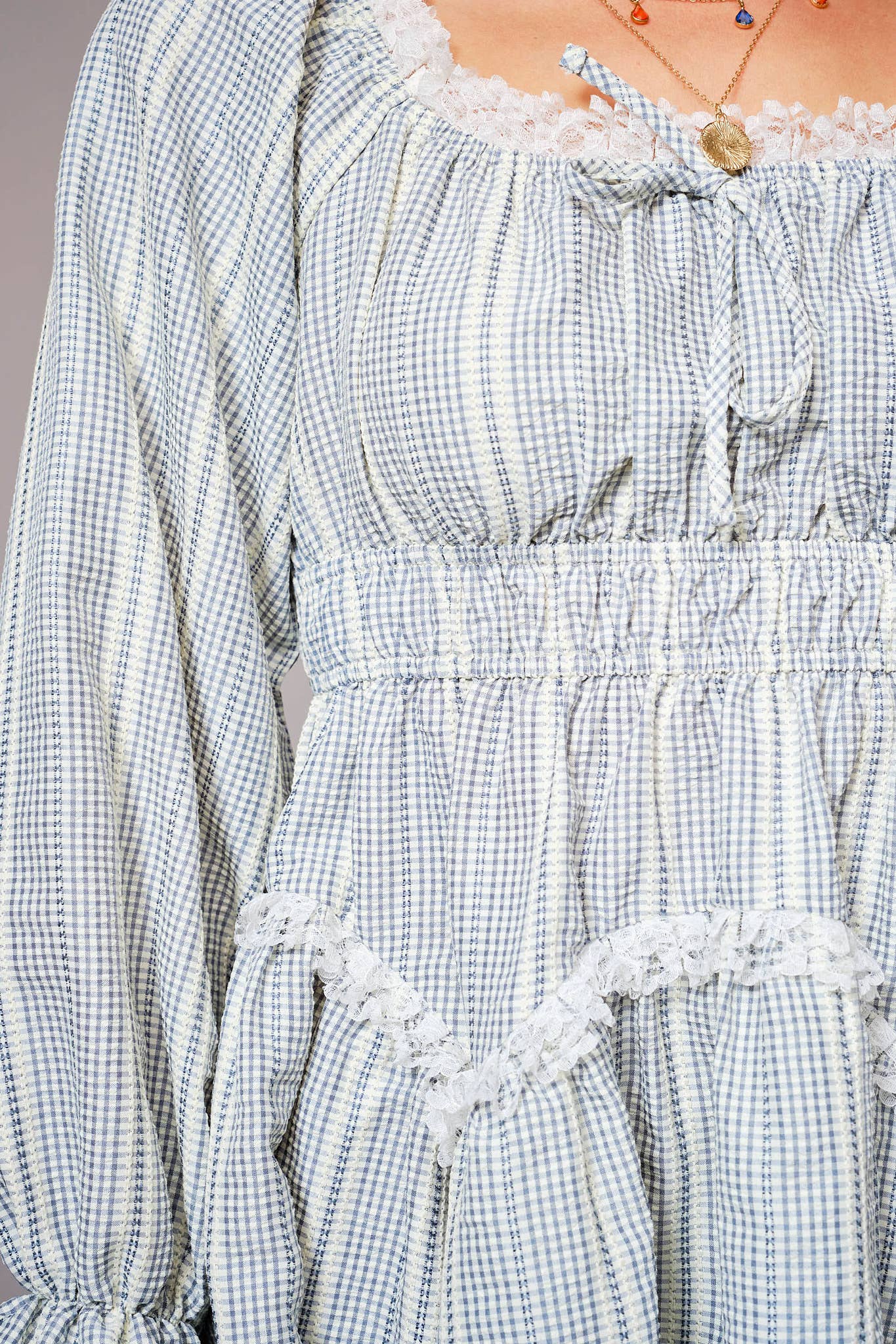 Long Cuff Sleeve Lace Ruffle Mini Dress - Texas Front Porch