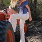 Mid Rise Lace Tiered Flare Denim Jeans - Texas Front Porch