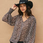Nocturnal Garden Long Sleeve Tie Neck - Texas Front Porch