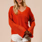 Open Knit - Sleeve V - Neck Sweater - Texas Front Porch