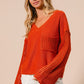Open Knit - Sleeve V - Neck Sweater - Texas Front Porch