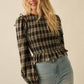 Plaid Flannel Smocked Balloon - Sleeve Cropped Top - Texas Front Porch