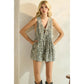 Printed Pleated V Neck Sleeveless Romper - Texas Front Porch