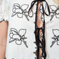 Puff Sleeve Embroidered Tie Front Blouse - Texas Front Porch