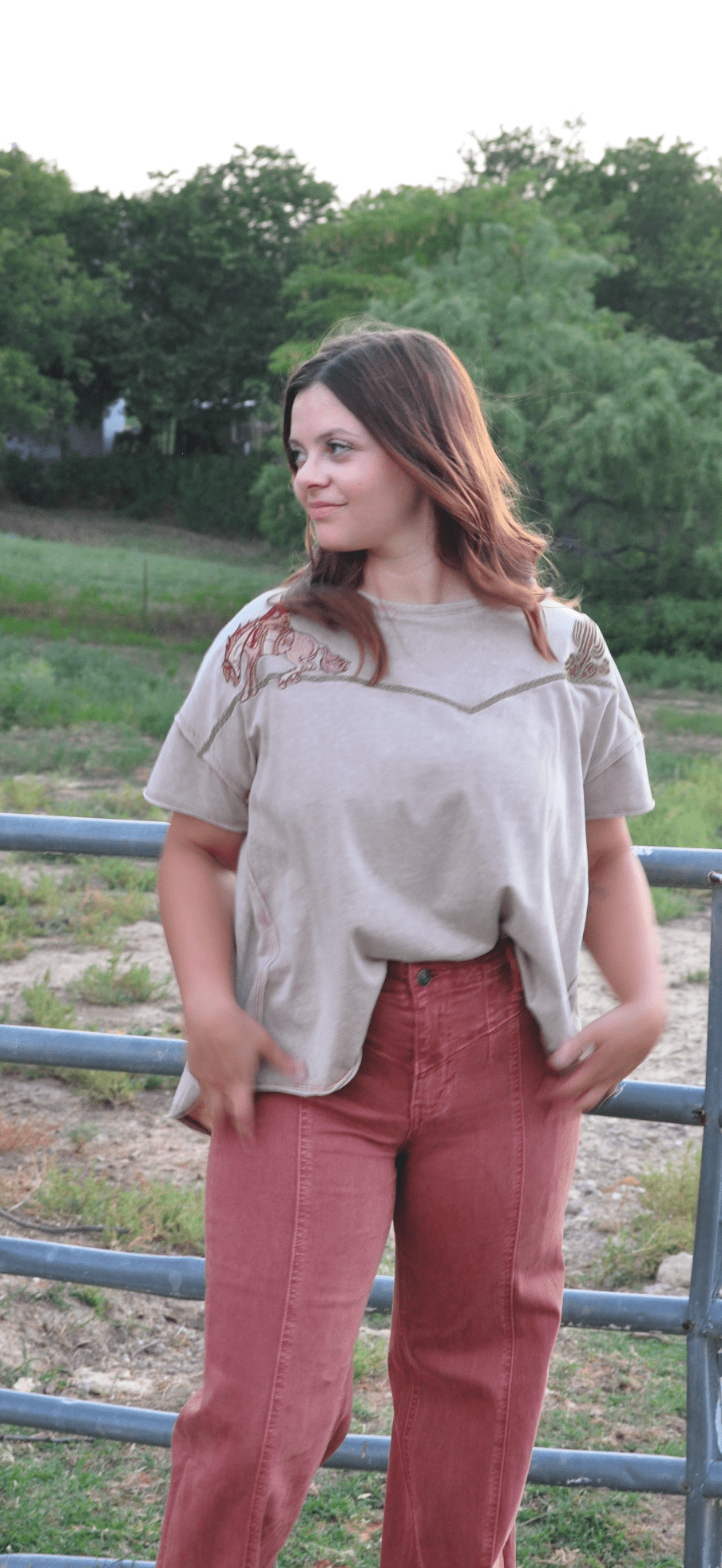 Rust Vintage Seam Wide Denim - Texas Front Porch