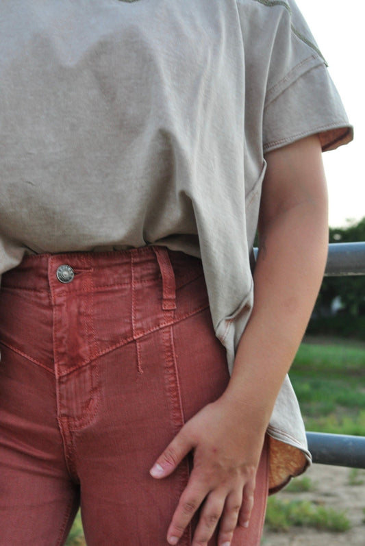 Rust Vintage Seam Wide Denim - Texas Front Porch