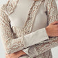 Sheer Floral Lace Rib Contrast Top - Texas Front Porch