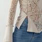 Sheer Floral Lace Rib Contrast Top - Texas Front Porch