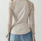 Sheer Floral Lace Rib Contrast Top - Texas Front Porch
