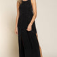 Sleeveless racerback back zipper front slit knit maxi dress - Texas Front Porch