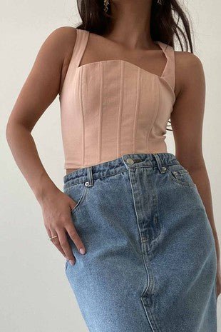Square Neck Corset Top - Texas Front Porch