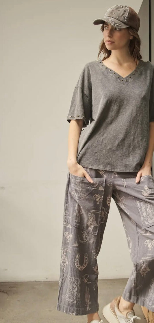 Studded Mineral Wash Tee - Texas Front Porch