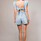Sweetheart Ruffle Sleeve Denim Romper - Texas Front Porch