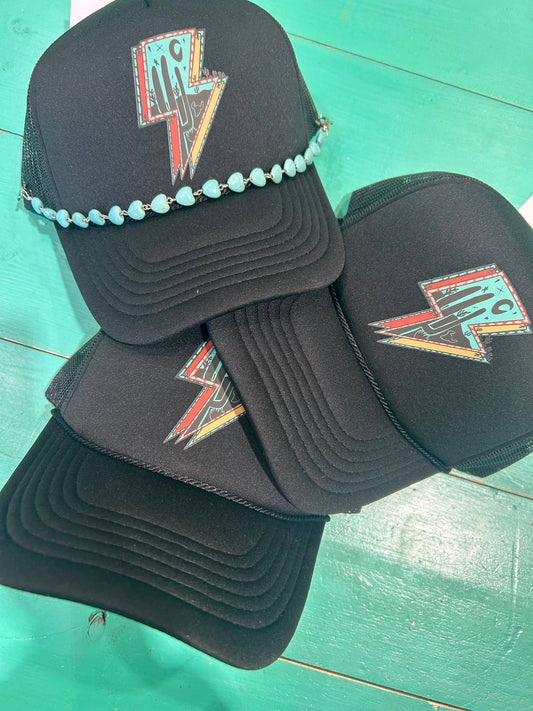 Turquoise Bolt Foam Trucker | Western Cap | Rodeo Hat | - Texas Front Porch