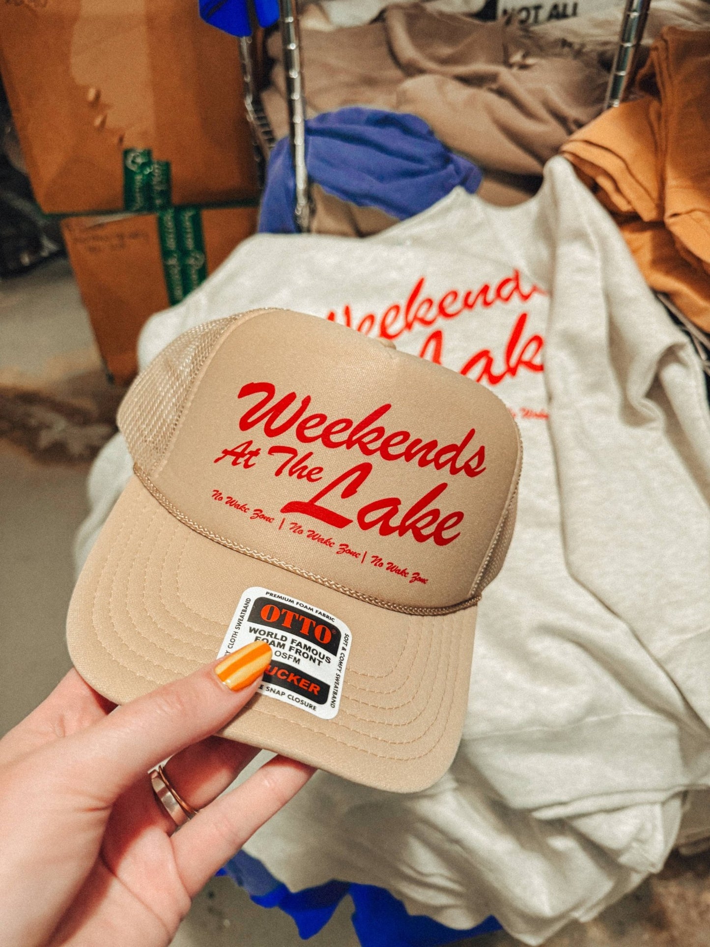 Weekends at the Lake, Summer Lake Days Trucker Hat - Texas Front Porch