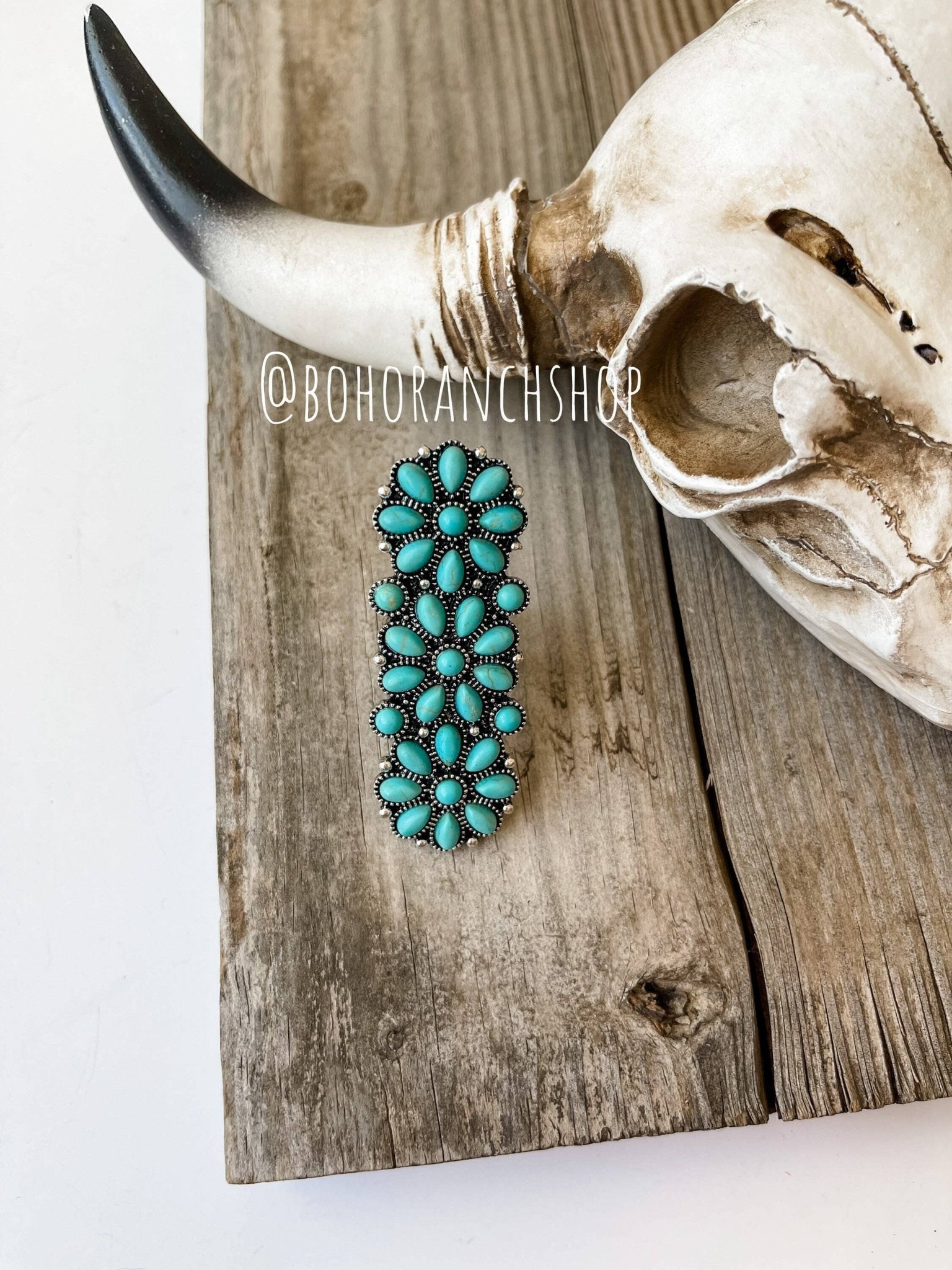 Western Adjustable Cluster Cuff Ring | turquoise or copper - Texas Front Porch