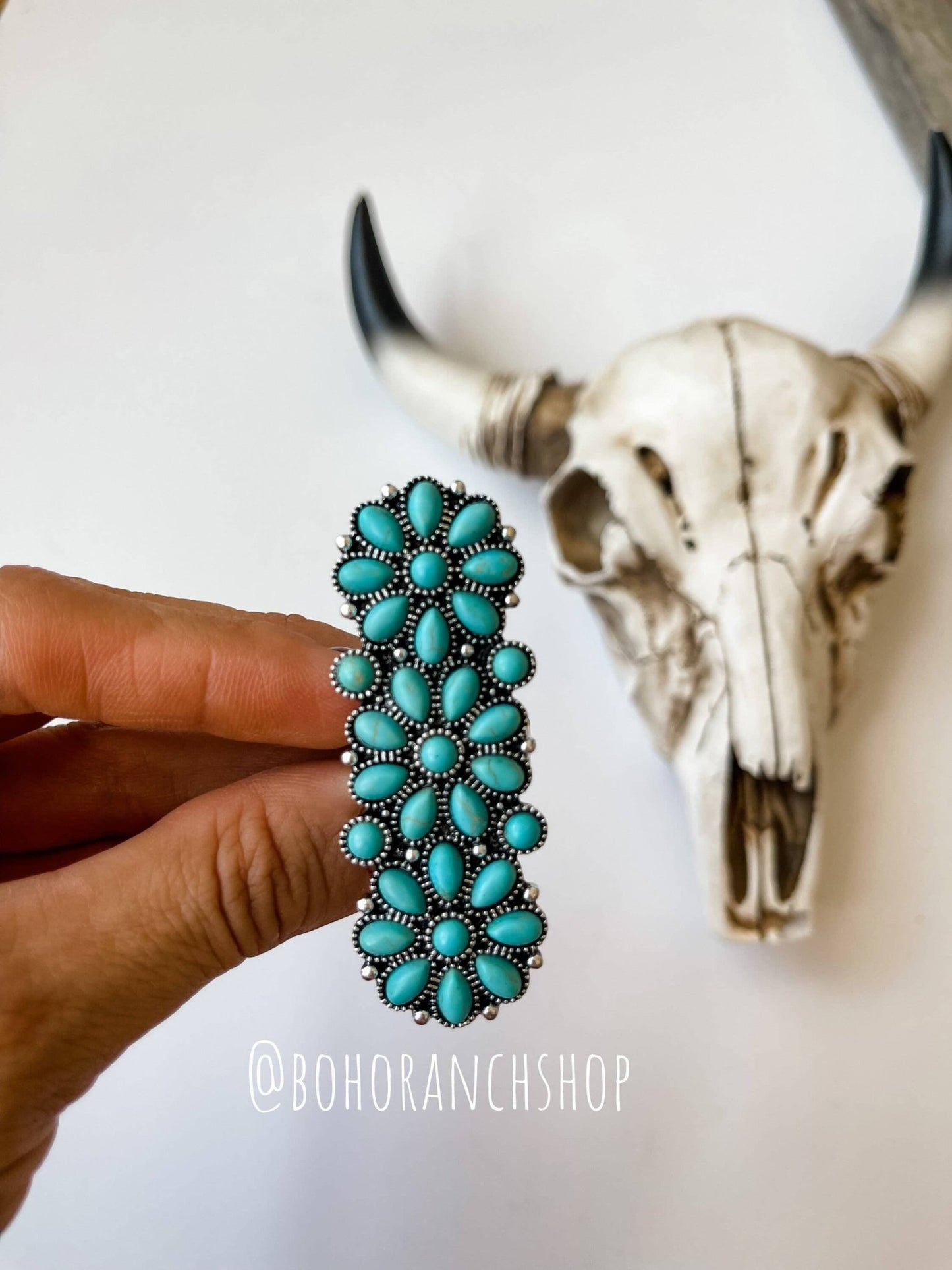 Western Adjustable Cluster Cuff Ring | turquoise or copper - Texas Front Porch