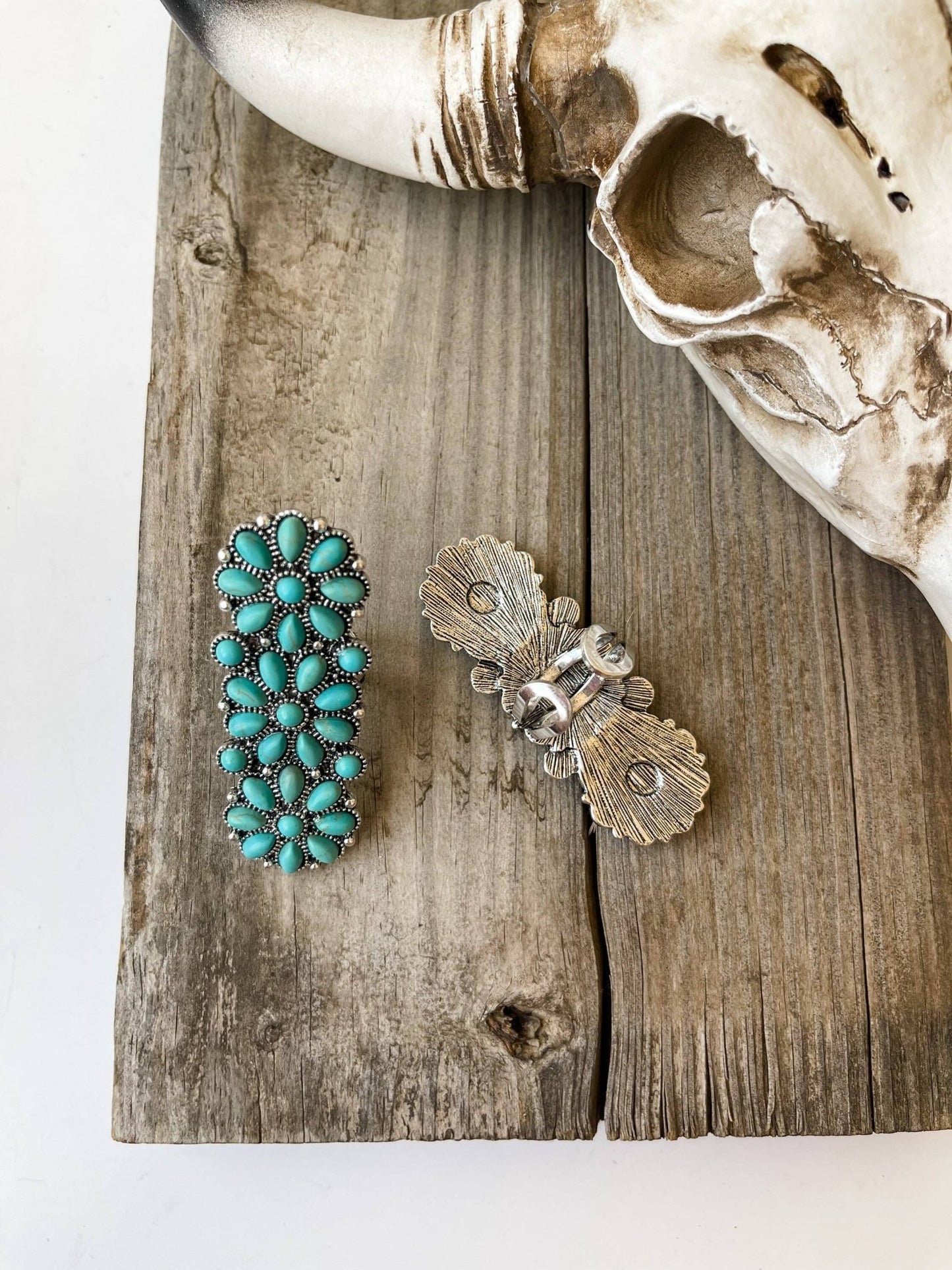 Western Adjustable Cluster Cuff Ring | turquoise or copper - Texas Front Porch
