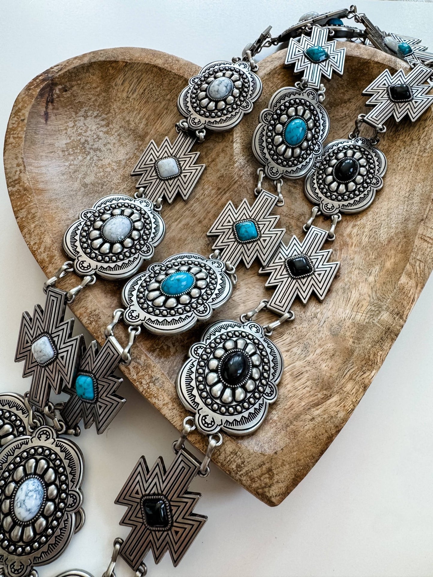 Western Concho Chain Belt – Vintage Silver Style - Texas Front Porch