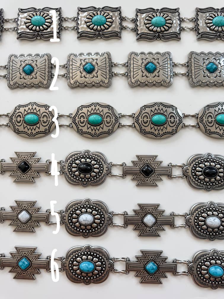Western Concho Chain Belt – Vintage Silver Style - Texas Front Porch