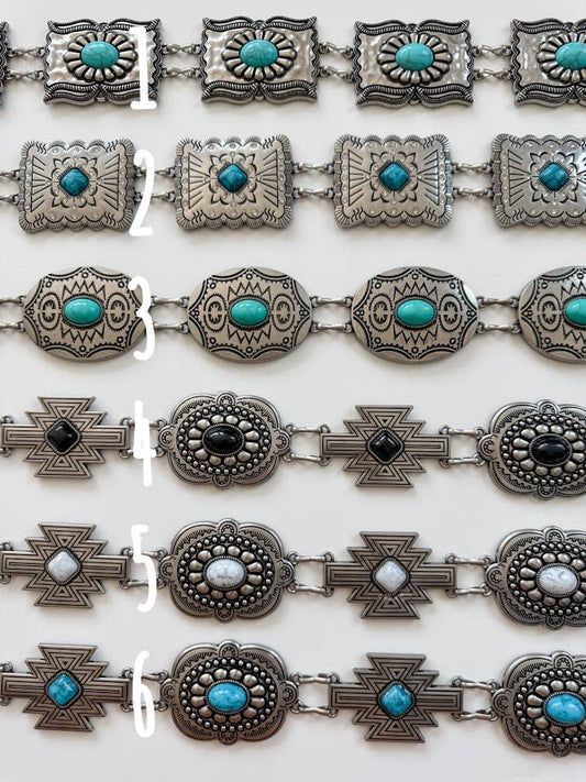 Western Concho Chain Belt – Vintage Silver Style - Texas Front Porch