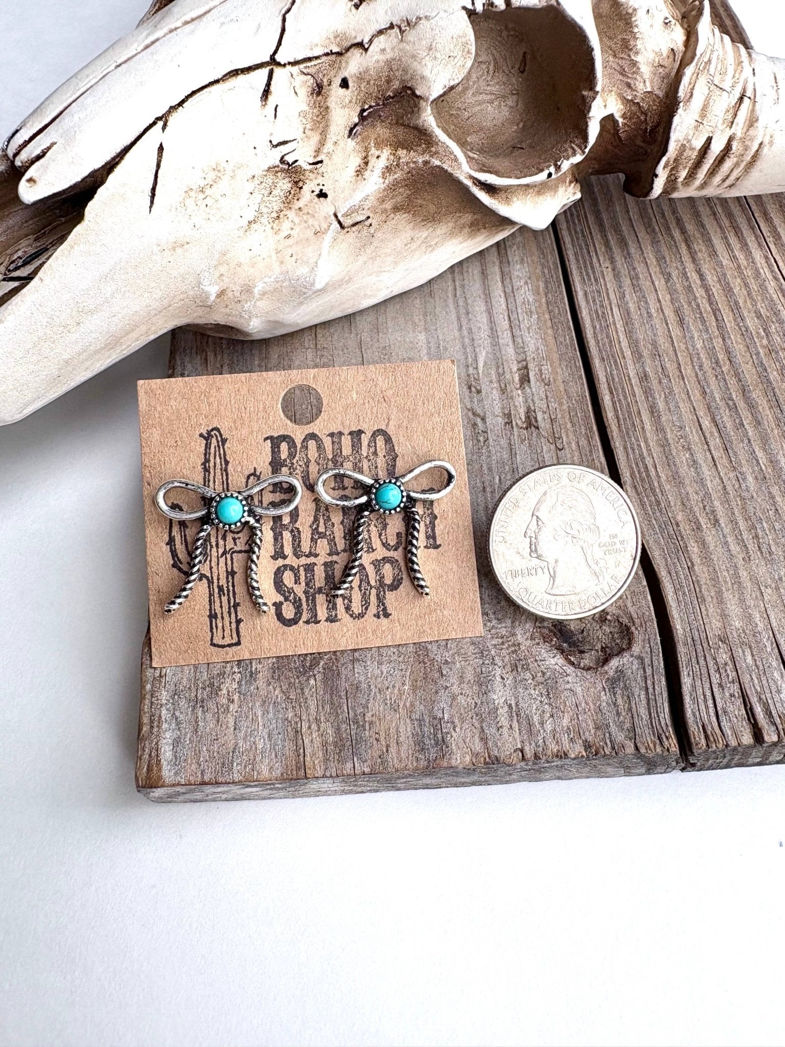 Western Coquette Bow Stone Stud Earrings - Texas Front Porch