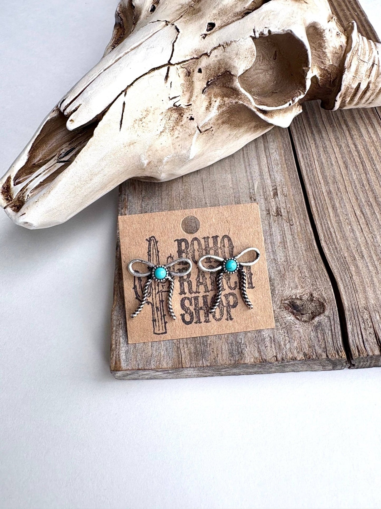 Western Coquette Bow Stone Stud Earrings - Texas Front Porch